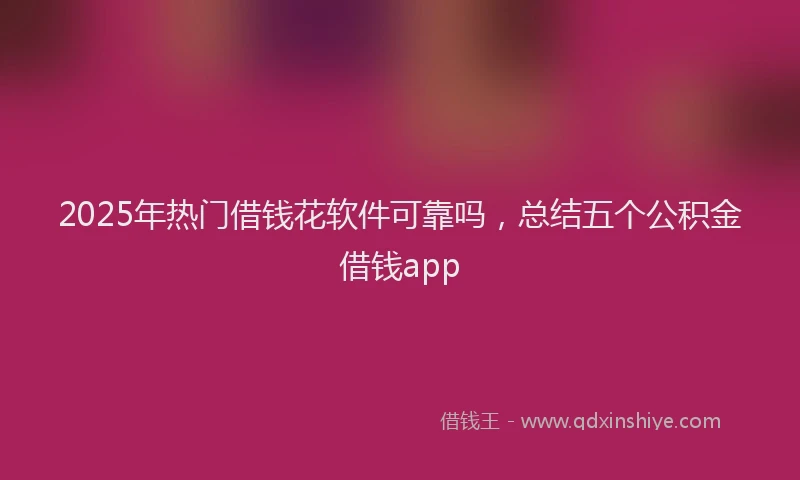 2025年热门借钱花软件可靠吗，总结五个公积金借钱app