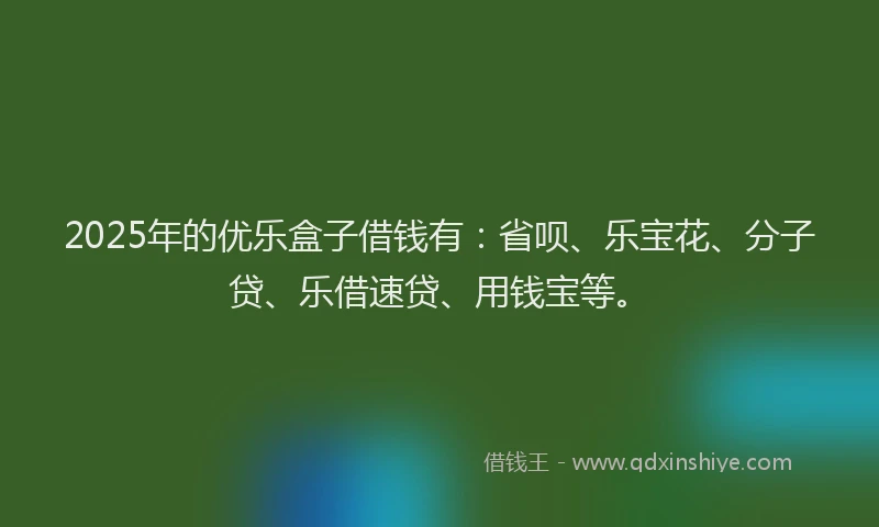 2025年的优乐盒子借钱有：省呗、乐宝花、分子贷、乐借速贷、用钱宝等。