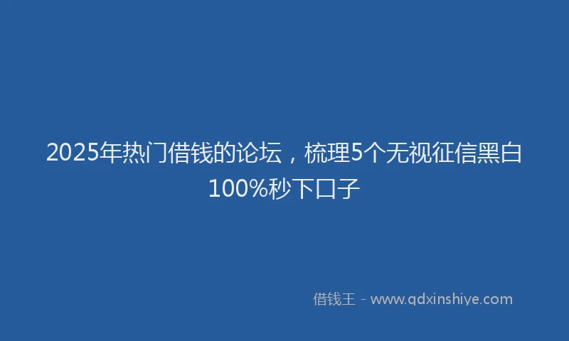 2025年热门借钱的论坛，梳理5个无视征信黑白100%秒下口子
