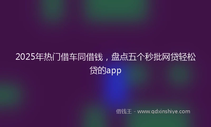 2025年热门借车同借钱，盘点五个秒批网贷轻松贷的app
