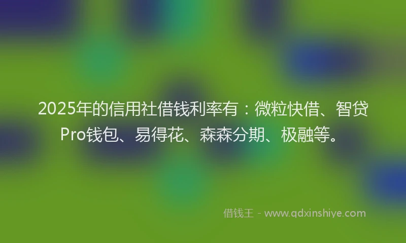 2025年的信用社借钱利率有：微粒快借、智贷Pro钱包、易得花、森森分期、极融等。