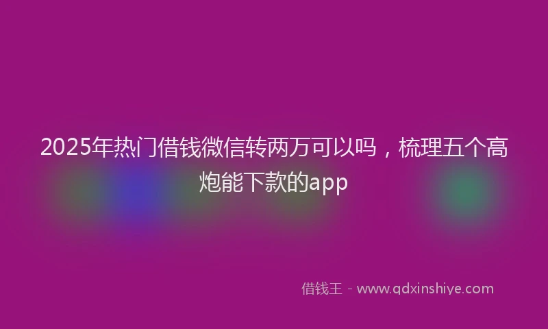 2025年热门借钱微信转两万可以吗，梳理五个高炮能下款的app