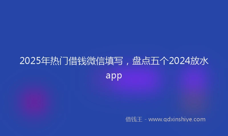 2025年热门借钱微信填写，盘点五个2024放水app