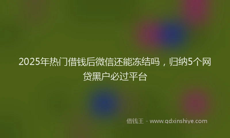 2025年热门借钱后微信还能冻结吗，归纳5个网贷黑户必过平台