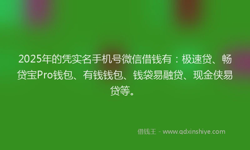 2025年的凭实名手机号微信借钱有：极速贷、畅贷宝Pro钱包、有钱钱包、钱袋易融贷、现金侠易贷等。