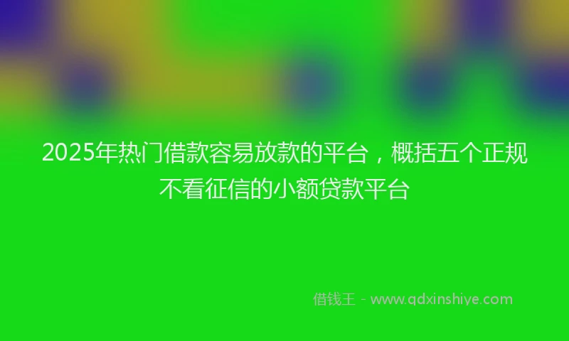 2025年热门借款容易放款的平台，概括五个正规不看征信的小额贷款平台