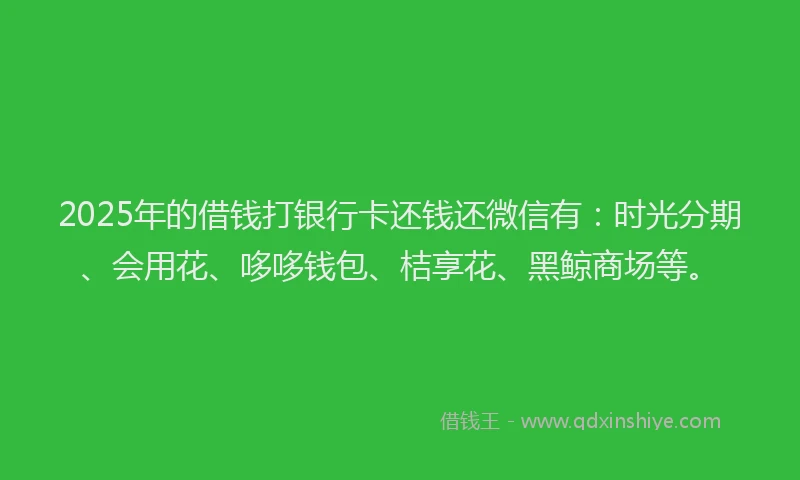 2025年的借钱打银行卡还钱还微信有：时光分期、会用花、哆哆钱包、桔享花、黑鲸商场等。