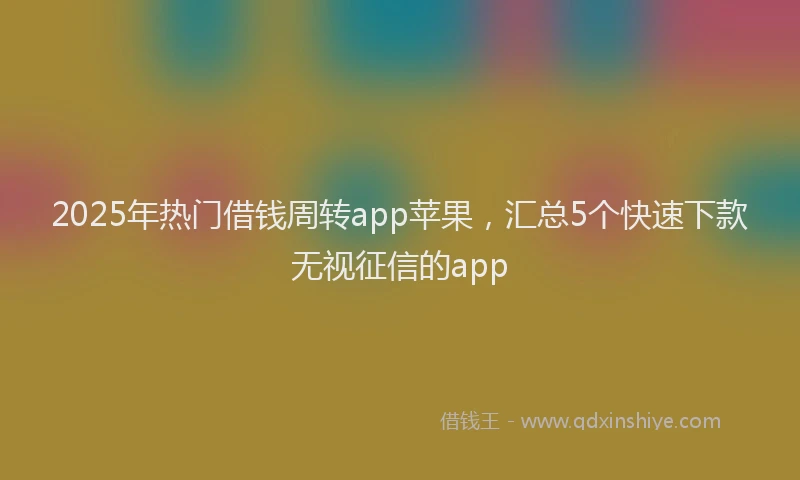 2025年热门借钱周转app苹果，汇总5个快速下款无视征信的app