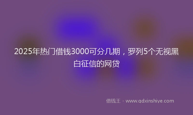 2025年热门借钱3000可分几期，罗列5个无视黑白征信的网贷