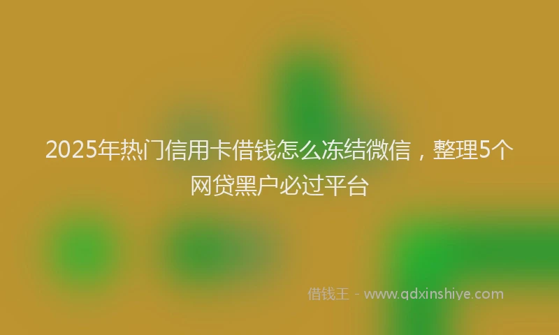 2025年热门信用卡借钱怎么冻结微信，整理5个网贷黑户必过平台