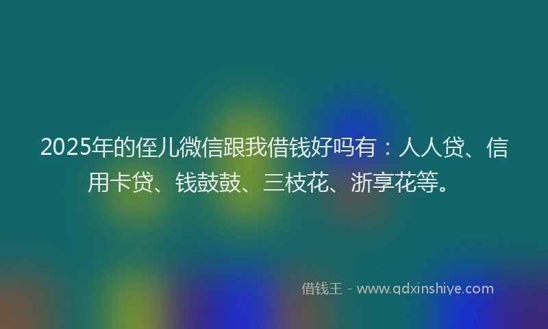 2025年的侄儿微信跟我借钱好吗有：人人贷、信用卡贷、钱鼓鼓、三枝花、浙享花等。