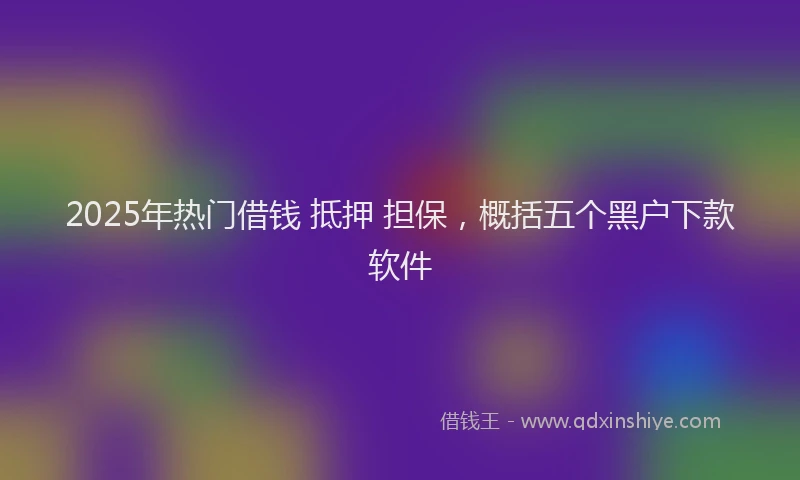 2025年热门借钱 抵押 担保，概括五个黑户下款软件