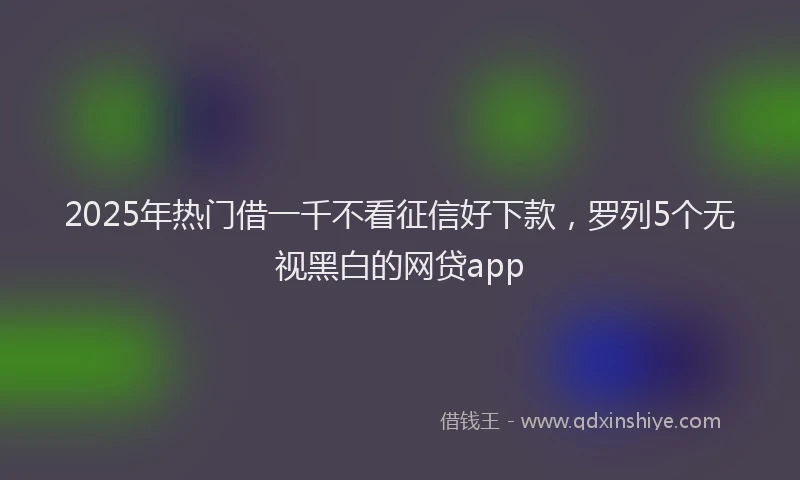 2025年热门借一千不看征信好下款，罗列5个无视黑白的网贷app