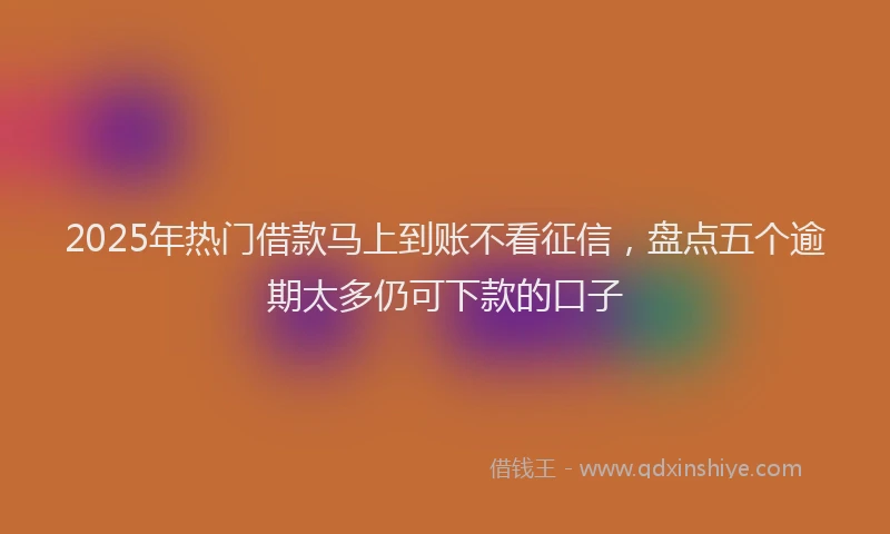 2025年热门借款马上到账不看征信，盘点五个逾期太多仍可下款的口子