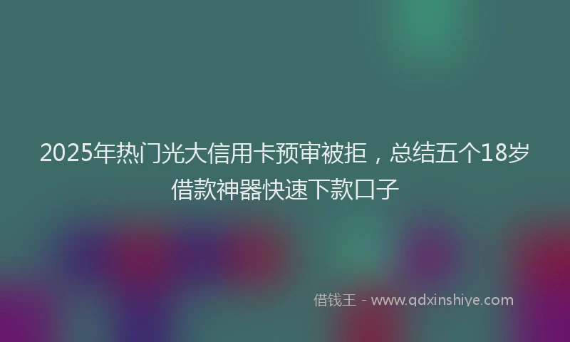 2025年热门光大信用卡预审被拒，总结五个18岁借款神器快速下款口子