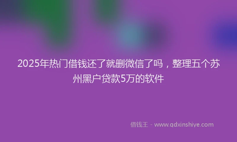 2025年热门借钱还了就删微信了吗，整理五个苏州黑户贷款5万的软件