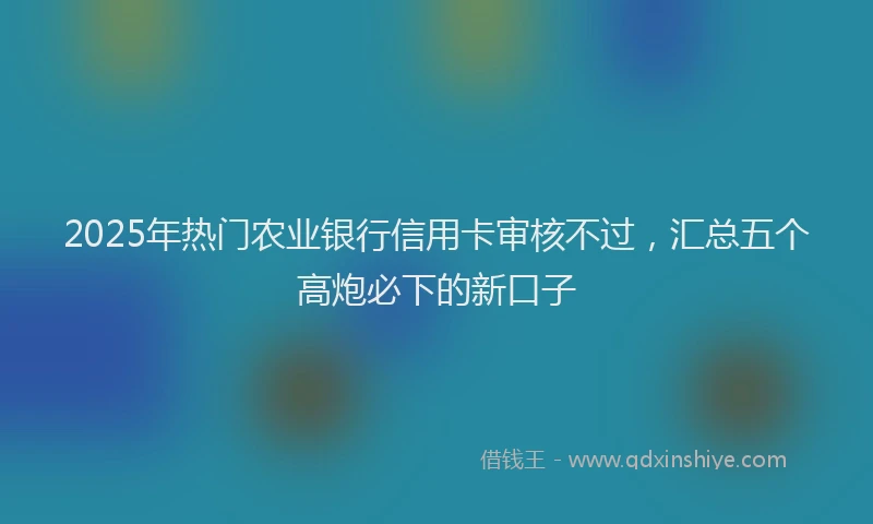 2025年热门农业银行信用卡审核不过，汇总五个高炮必下的新口子