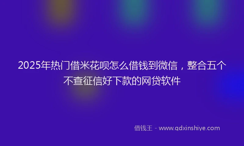 2025年热门借米花呗怎么借钱到微信，整合五个不查征信好下款的网贷软件