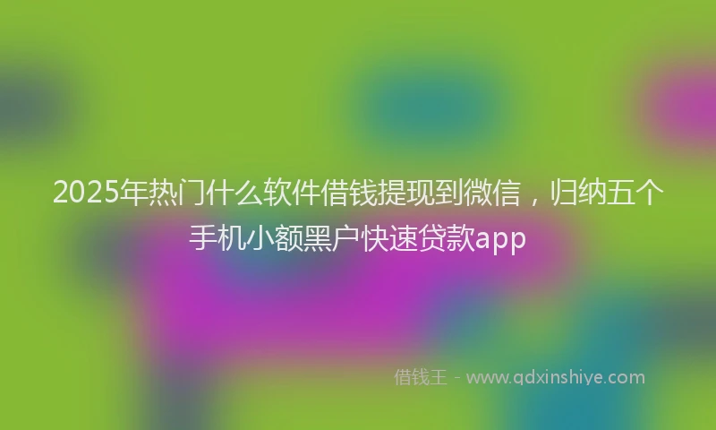 2025年热门什么软件借钱提现到微信，归纳五个手机小额黑户快速贷款app