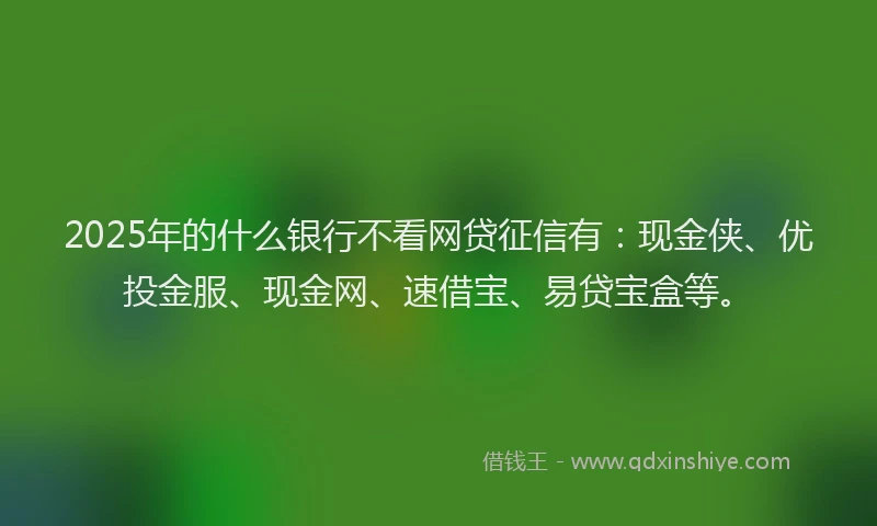 2025年的什么银行不看网贷征信有：现金侠、优投金服、现金网、速借宝、易贷宝盒等。