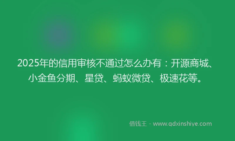 2025年的信用审核不通过怎么办有：开源商城、小金鱼分期、星贷、蚂蚁微贷、极速花等。