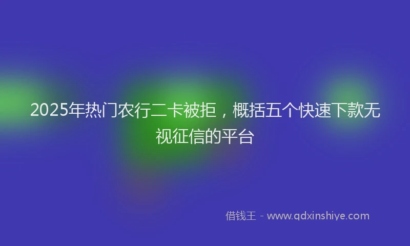 2025年热门农行二卡被拒，概括五个快速下款无视征信的平台