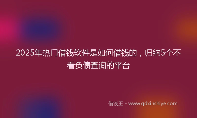 2025年热门借钱软件是如何借钱的，归纳5个不看负债查询的平台
