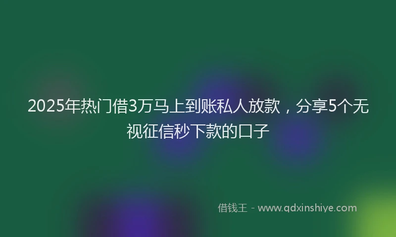 2025年热门借3万马上到账私人放款，分享5个无视征信秒下款的口子