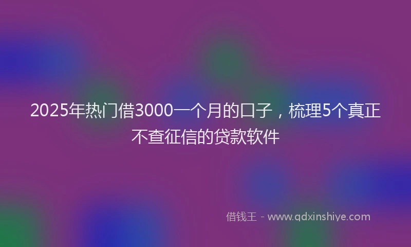 2025年热门借3000一个月的口子，梳理5个真正不查征信的贷款软件