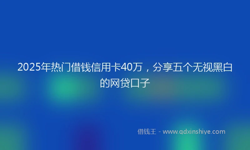 2025年热门借钱信用卡40万，分享五个无视黑白的网贷口子