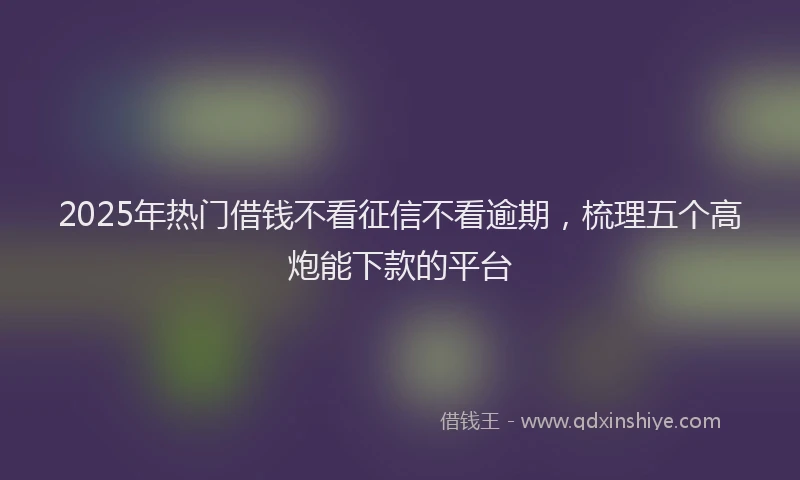 2025年热门借钱不看征信不看逾期，梳理五个高炮能下款的平台