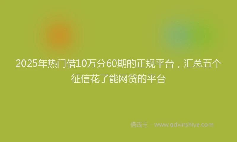 2025年热门借10万分60期的正规平台，汇总五个征信花了能网贷的平台