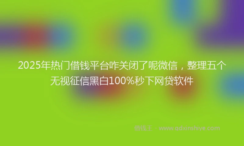 2025年热门借钱平台咋关闭了呢微信，整理五个无视征信黑白100%秒下网贷软件