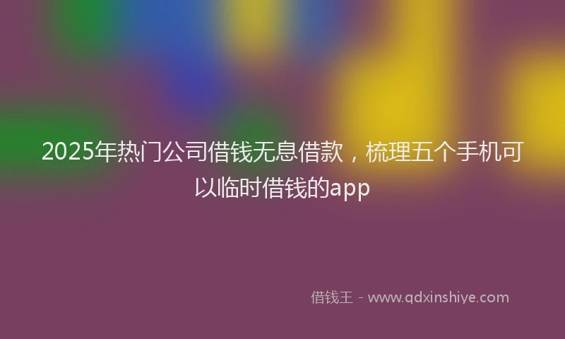 2025年热门公司借钱无息借款，梳理五个手机可以临时借钱的app