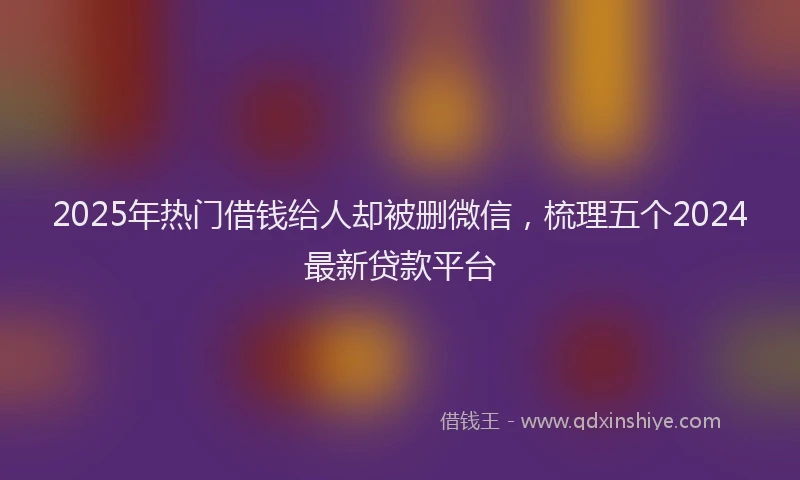 2025年热门借钱给人却被删微信，梳理五个2024最新贷款平台