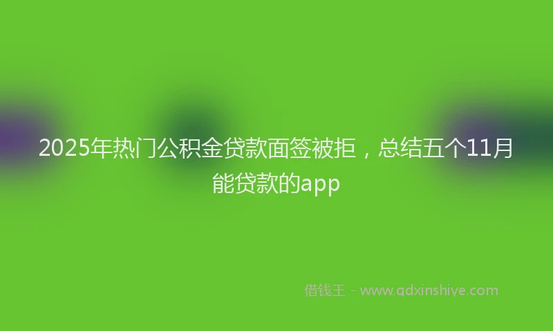 2025年热门公积金贷款面签被拒，总结五个11月能贷款的app
