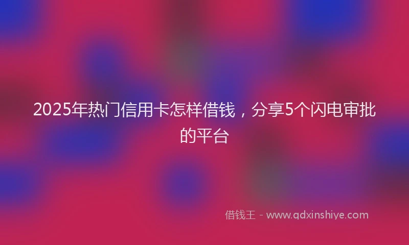2025年热门信用卡怎样借钱，分享5个闪电审批的平台