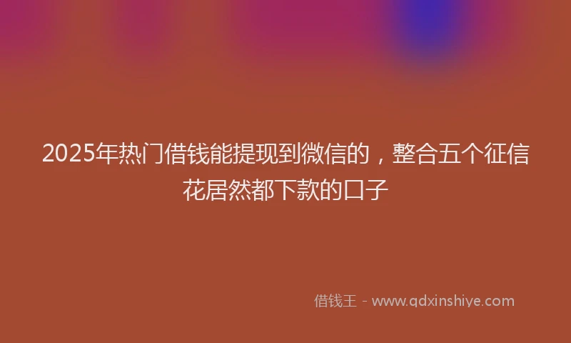 2025年热门借钱能提现到微信的，整合五个征信花居然都下款的口子