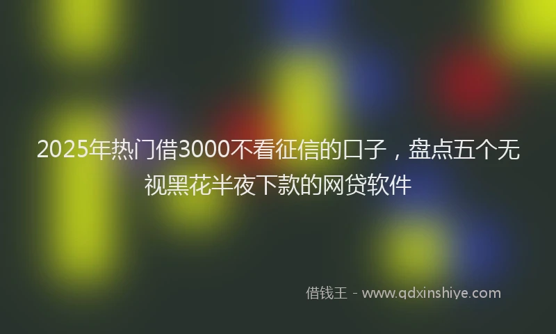 2025年热门借3000不看征信的口子，盘点五个无视黑花半夜下款的网贷软件