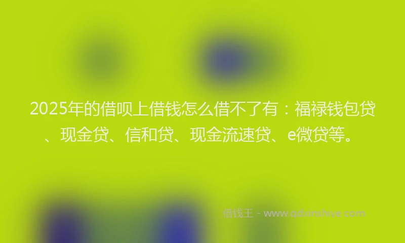 2025年的借呗上借钱怎么借不了有：福禄钱包贷、现金贷、信和贷、现金流速贷、e微贷等。