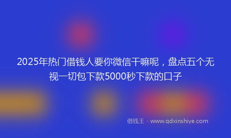 2025年热门借钱人要你微信干嘛呢，盘点五个无视一切包下款5000秒下款的口子