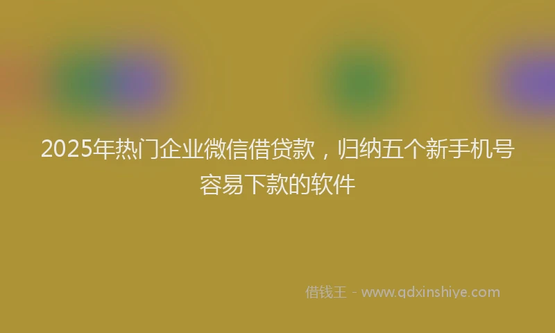 2025年热门企业微信借贷款，归纳五个新手机号容易下款的软件