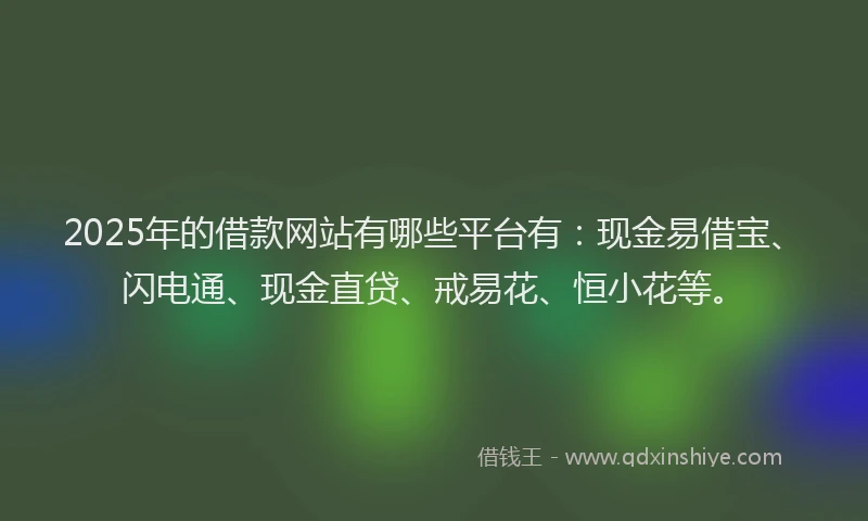 2025年的借款网站有哪些平台有：现金易借宝、闪电通、现金直贷、戒易花、恒小花等。