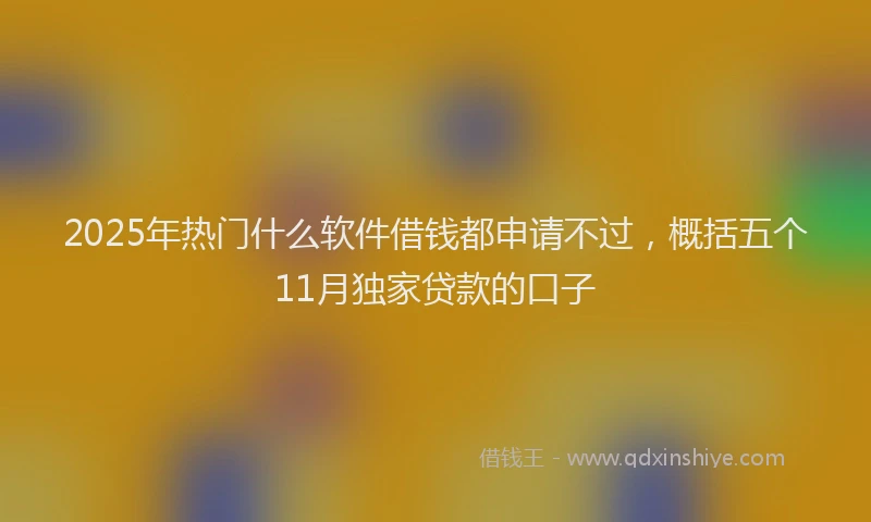 2025年热门什么软件借钱都申请不过，概括五个11月独家贷款的口子