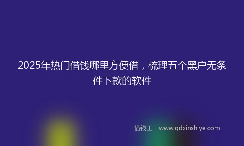 2025年热门借钱哪里方便借，梳理五个黑户无条件下款的软件