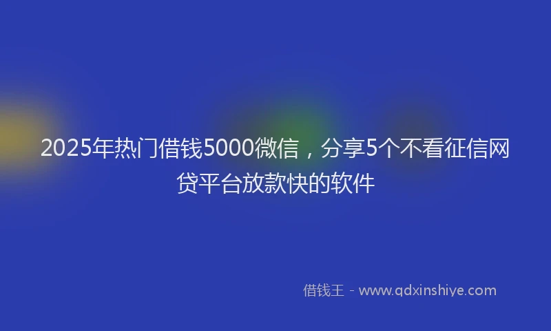 2025年热门借钱5000微信，分享5个不看征信网贷平台放款快的软件