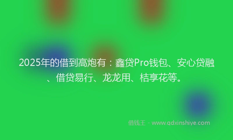 2025年的借到高炮有：鑫贷Pro钱包、安心贷融、借贷易行、龙龙用、桔享花等。
