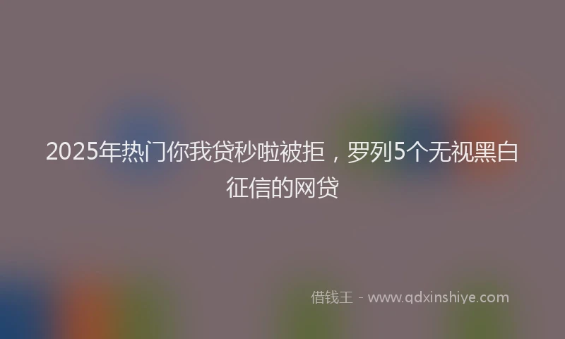 2025年热门你我贷秒啦被拒，罗列5个无视黑白征信的网贷