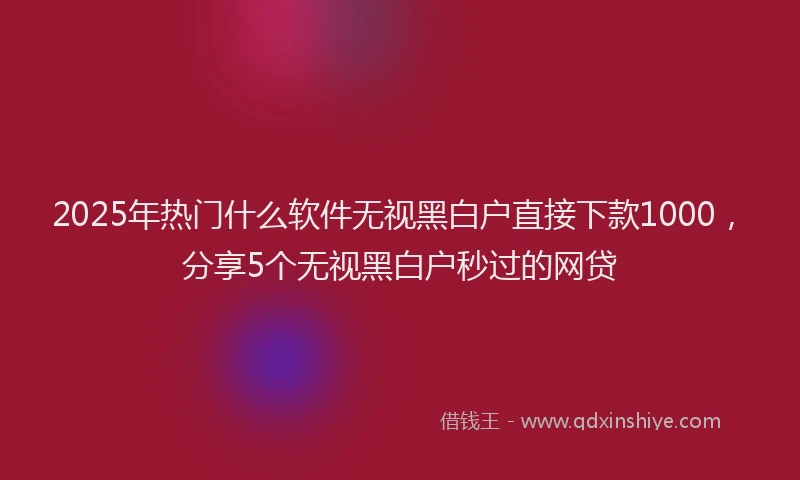 2025年热门什么软件无视黑白户直接下款1000，分享5个无视黑白户秒过的网贷