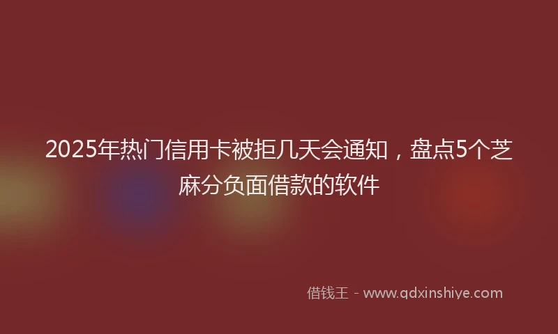 2025年热门信用卡被拒几天会通知，盘点5个芝麻分负面借款的软件